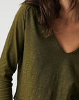 Exposed Seam Notched Long Sleeve T-Shirt