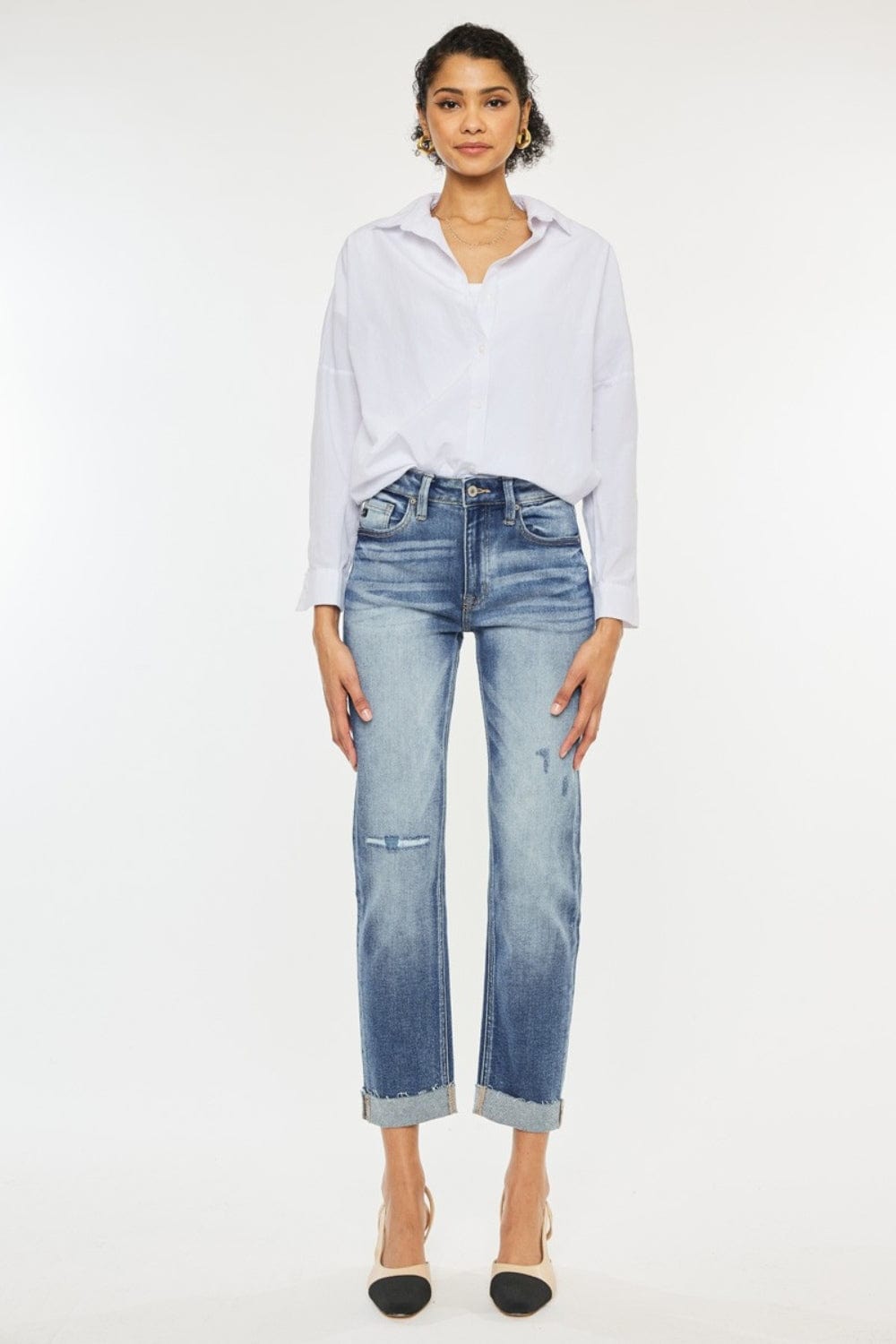 Lavender Kancan High Rise Cuffed Straight Jeans