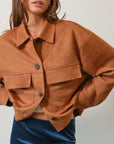 HYFVE Suede Button Down Cropped Jacket