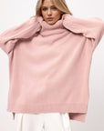 Basic Bae Side Slit Turtleneck Long Sleeve Sweater