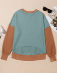 Contrast Round Neck Long Sleeve Sweatshirt