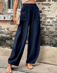 Elastic Waist Pants with Pockets