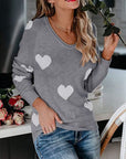 Heart Scoop Neck Long Sleeve Sweater