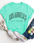 Aquamarine LOS ANGELES CALIFORNIA Round Neck T-Shirt