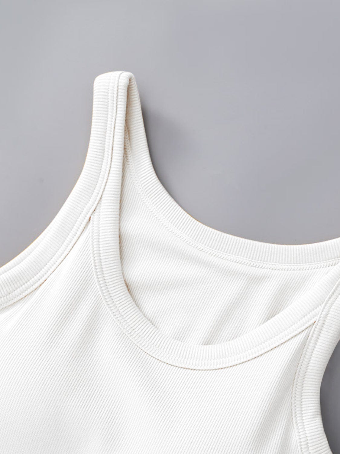 Light Gray Round Neck Tank with Bra