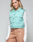 Snobbish Snap Down Quilted Crop Vest