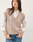 Be Cool Cable Knit V-Neck Sweater Vest