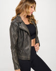 Coalition LA Studded Classic Moto Faux Leather Jacket