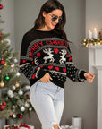 Perfee Christmas Element Round Neck Sweater