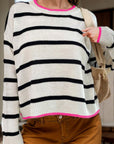 Striped Round Neck Long Sleeve Sweater