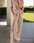 Round Neck Long Sleeve Top and Drawstring Pants Lounge Set