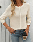 Mandy Round Neck Dropped Shoulder Knit Top