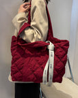 Quilted Nylon Large Tote Bag