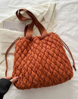 Drawstring Bubble Texture Tote Bag