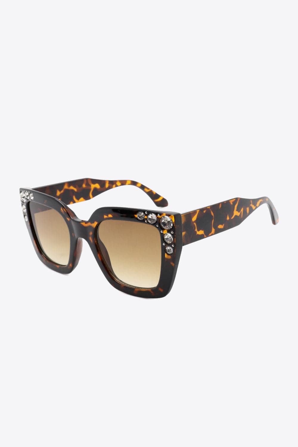 White Smoke Inlaid Rhinestone Polycarbonate Sunglasses