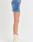 Antique White RISEN Low Rise Slit Denim Shorts