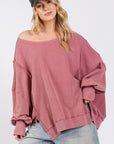 Thistle SAGE + FIG Mineral Wash Side Slit Oversized Sweatshirt