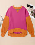 Contrast Round Neck Long Sleeve Sweatshirt