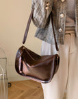Rosy Brown PU Leather Double Strap Shoulder Bag Sentient Beauty Fashions bags