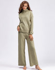 Basic Bae High- Low Turtleneck Long Sleeve Top and Pants Sweater Set