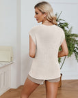 Round Neck Knit Top and Drawstring Shorts Set