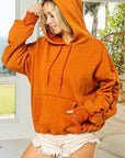 BiBi Ruched Long Sleeve Washed Fleece Hoodie