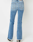 Lavender Judy Blue Full Size Distressed Raw Hem Bootcut Jeans Sentient Beauty Fashions Apaparel & Accessories