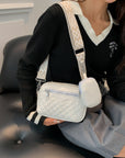 Gray Stitching PU Leather Shoulder Bag Sentient Beauty Fashions bags