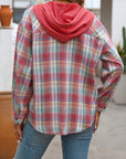 Plaid Long Sleeve Hooded Jacket