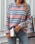 Striped Round Neck Long Sleeve Sweater