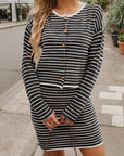 Striped Long Sleeve Top and Skirt Set