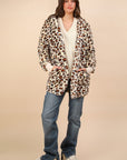 VERY J Fuzzy Leopard Long Sleeve Hooded Jacket