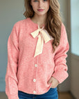 Tied Button Down Long Sleeve Cardigan