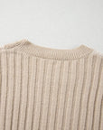 Cable-Knit Color Block Round Neck Sweater