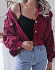 Lantern Sleeve Cropped Corduroy Jacket