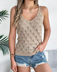 Light Gray Openwork Wide Strap Knit Vest