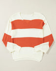 Color Block Dropped Shoulder V-Neck Sweater