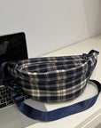 Plaid Adjustable Strap Crossbody Bag