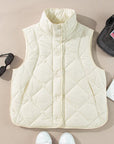 Snap Down Texture Vest Coat with Pockets