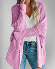 Double Take Pocketed Open Front Long Sleeve Cardigan