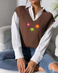 Flower V-Neck Sweater Vest