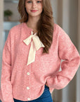 Tied Button Down Long Sleeve Cardigan