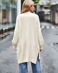 Long Sleeve Waffle-Knit Cardigan