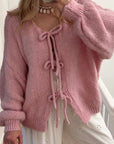 Tied Long Sleeve Dropped Shoulder Cardigan