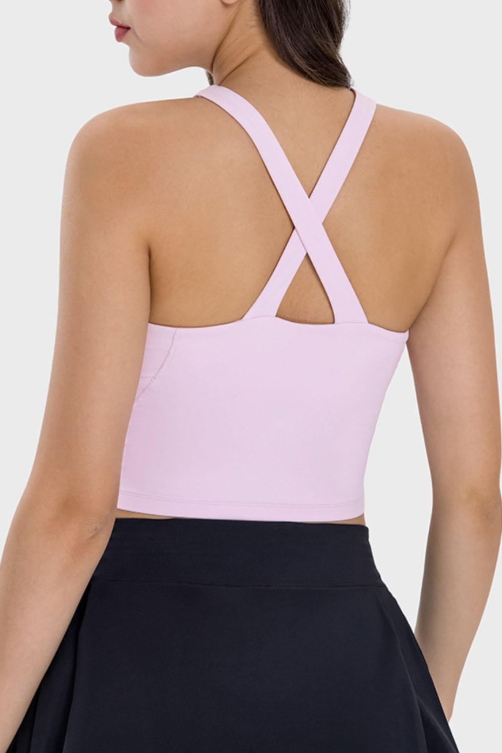 Rosy Brown Crisscross Grecian Neck Active Cami Sentient Beauty Fashions Apparel &amp; Accessories