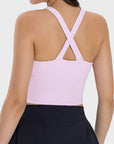 Rosy Brown Crisscross Grecian Neck Active Cami