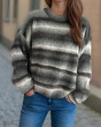 Gradient Round Neck Dropped Shoulder Sweater