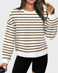 Lovelet Striped Round Neck Long Sleeve Sweatshirt