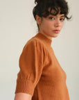 Light Gray HYFVE Mock Neck Puff Sleeve Sweater