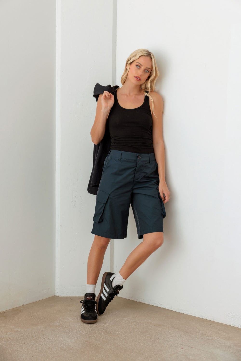 Gray Le Lis Navy Cargo Bermuda Shorts